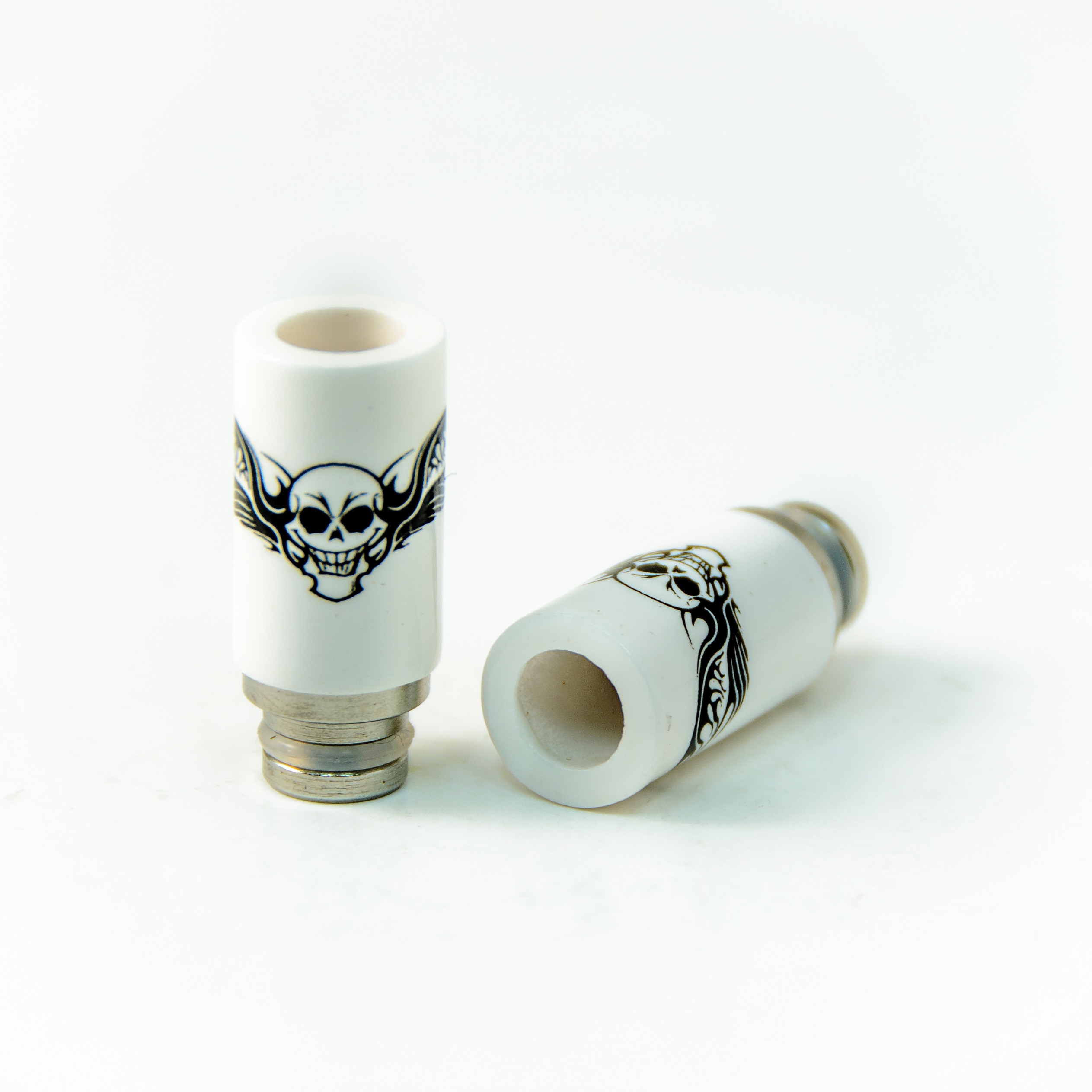 Ceramic S/S Drip Tip (White w/scull)