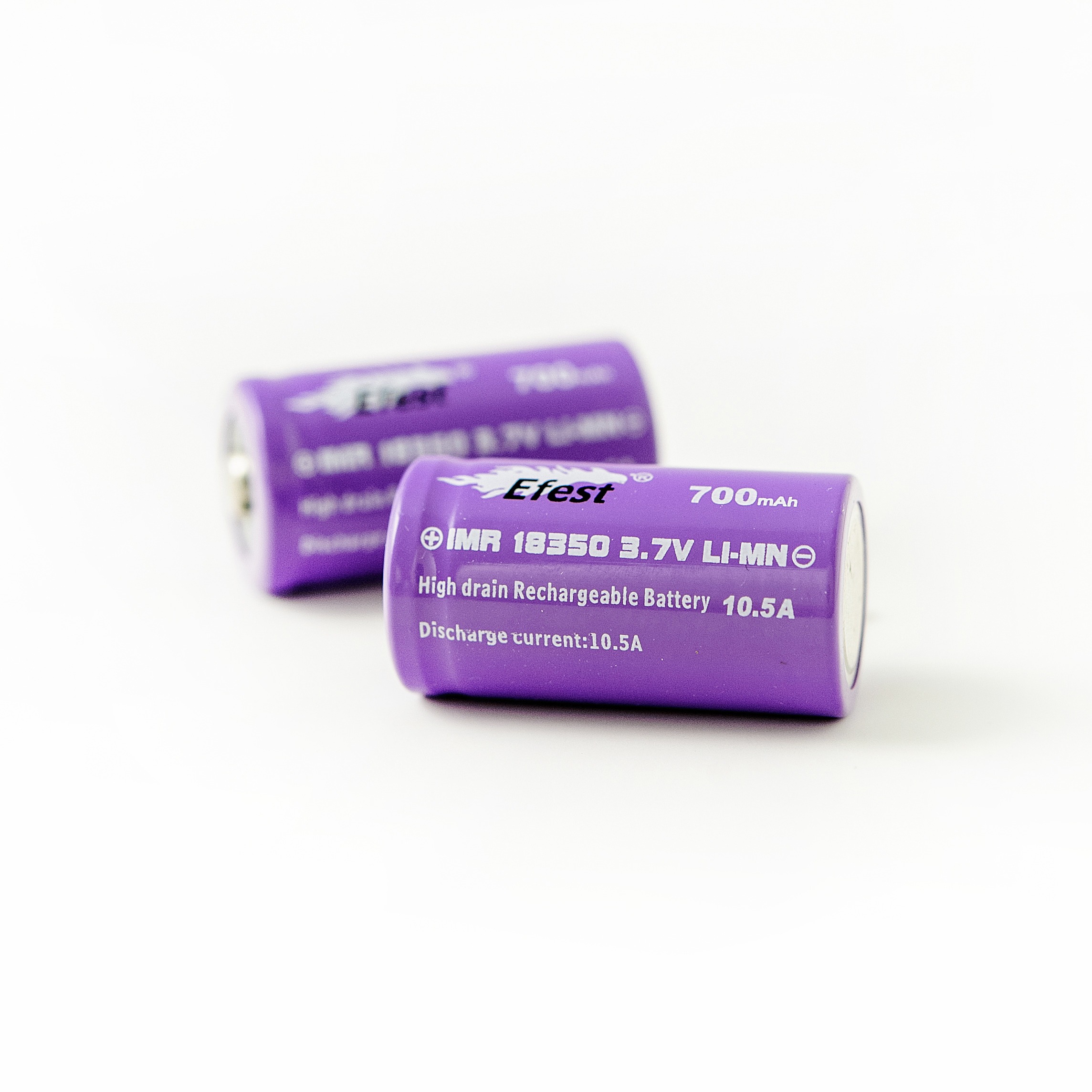 18350 IMR 700mah 10.5A Purple Button Top - Image 2