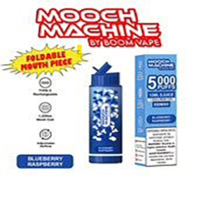 Blue Raspberry 5000 Puff Mooch Machine by Boom Disposable Vape