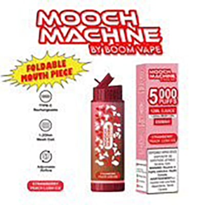 Strawberry Peach Lush Ice 5000 Puff Mooch Machine by Boom Disposable Vape