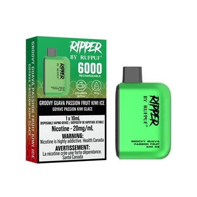 Groovy Guava Passion Fruit Kiwi Ice RufPuf Ripper 6000 Disposable Vape