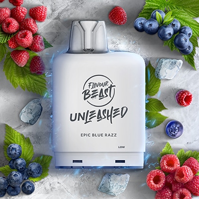 Epic Blue Razz Iced Pods Level X  Boost by Flavour Beast Unleashed