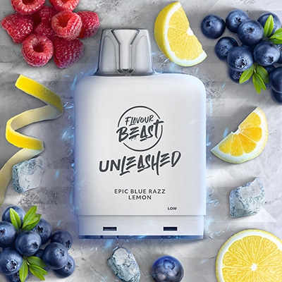 Epic Blue Razz Lemon Iced Pods Level X  Boost by Flavour Beast Unleashed