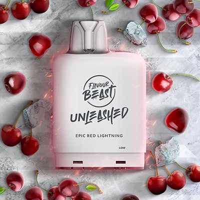 Epic Red Lightning Iced Pods Level X  Boost by Flavour Beast Unleashed