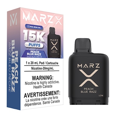Peach Blue Razz Marz X pods by Marz Vapor