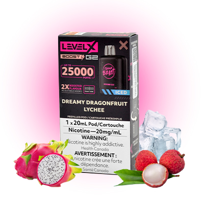 Dreamy Dragonfruit Lychee Iced Pods Level X G2 by Flavour Beast Boost