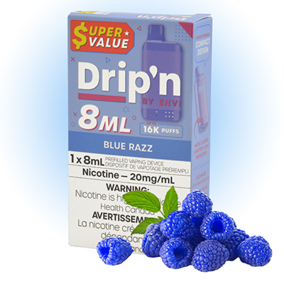 Blue Razz Drip'n 8ML 16K Disposable By Envi